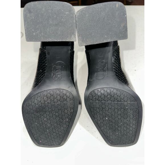Circus by Sam Edelman Pull on Booties Black Snakeskin 10M Square Toe chunky heel - Picture 8 of 10